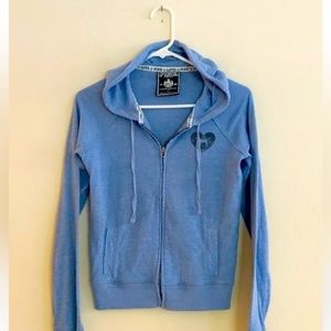 PINK Victoria's Secret Blue Rainbow “AMAZING” Graphic Zip Up Hooded Jacket